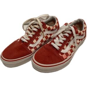 VANS OLD SKOOL SKATE SHOES RED/WHITE CHECKERED Size Women 7 - Men 5.5